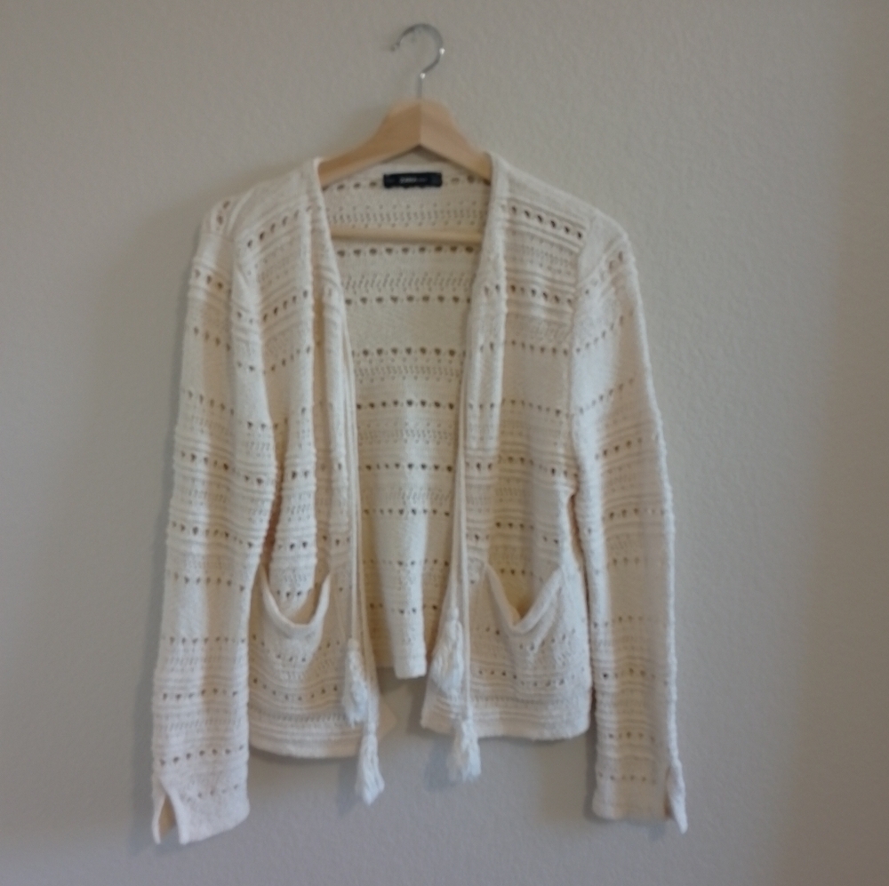 Zara knit crochet cardigan size small